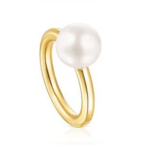 Tous silver vermeil gloss ring with pearl